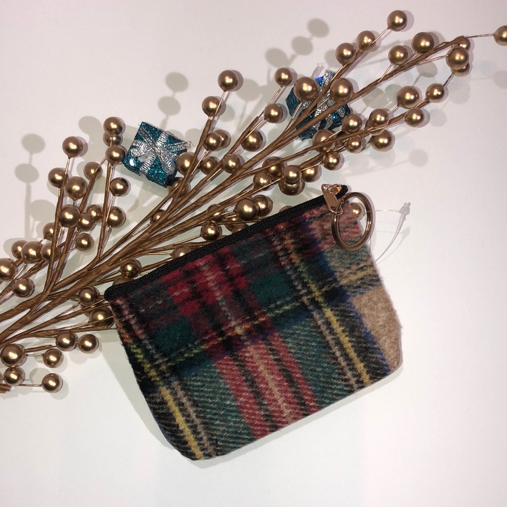 Tartan Coin/Card Pouch Bag with Key Chain